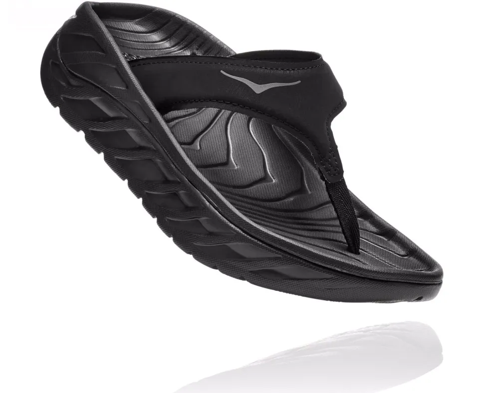 Hoka One One Women's Ora recovery flip - herstel slippers - black / dark gull gray