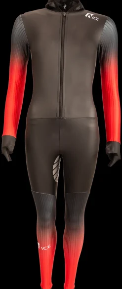 Nice rubber schaatspak power x zwart/rood