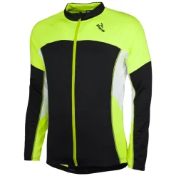 Rogelli Recco Wielershirt lange mouw Zwart/Fluo Geel